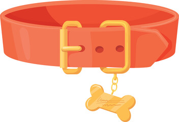 Dog collar with bone symbol. Puppy accessory cartoon icon