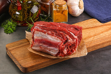 Raw beef ribs for cooking