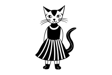  stylist cat vector art illustration