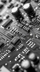 Close-up of a Printed Circuit Board with Integrated Components