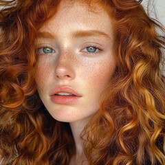 Naklejka premium Close-up Portrait of a Beautiful Woman with Red Hair
