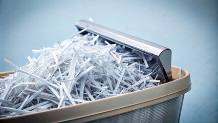 Close up of shredded documents in a paper shredder, confidential, security