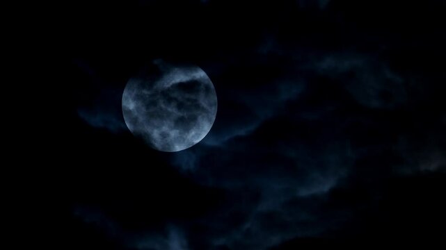 Fantastic moon in the flowing clouds. No.PLS50435-1. 4K, ProRES, 422, 10bit