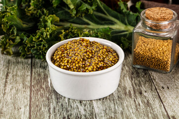 Mustard sauce with seeds in the bowl