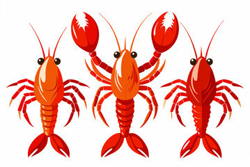set of crawfish vector art illustration