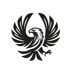 Black and White Minimalist Eagle with Spread Wings Logo deign