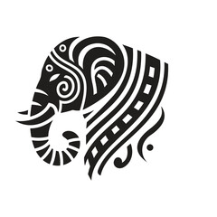 Abstract Black and White Elephant Mandala Design