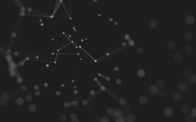 Abstract background. Molecules technology with polygonal shapes, connecting dots and lines. Connection structure. Big data visualization.