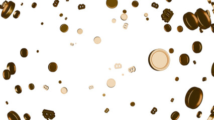 a lot of coins falling down into the air