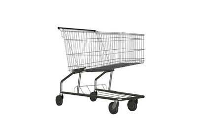 a shopping cart on wheels on a white background © Anh