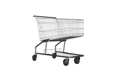 a shopping cart on wheels on a white background