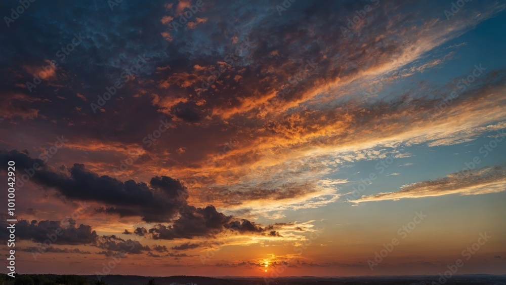 Wall mural beautiful sunset sky with clouds