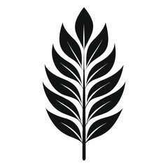 tree leaf logo icon template design , Tree branch set, twigs and leaves of acacia, laurel, birch, willow, chestnut. Hand drawn black silhouette isolated on white. Vector for nature and botany illustra