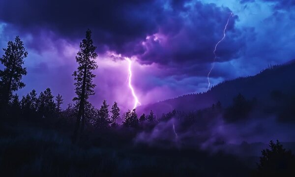 Lightning Strike in a Forest