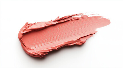 a single, elegant swatch of peachy pink lipstick on white background, with soft color gradients and subtle sheen to highlight the texture and glossiness of lip makeup