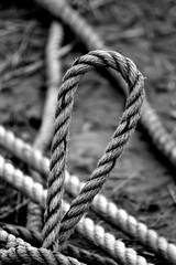 Fototapeta premium close up of rope knot black and white mono chrome color image