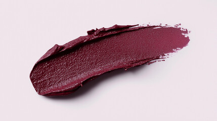 Fototapeta premium a single, elegant swatch of rich crimson lipstick on white background, with soft color gradients and subtle sheen to highlight the texture and glossiness of lip makeup