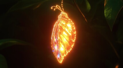 Obraz premium Illuminated chrysalis in darkness - transformation and renewal concept for nature themes