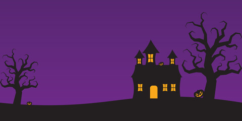 Halloween background vector, Halloween night,spooky atmosphere, pumpkin, halloween night silhouette design.