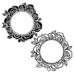 frame with roses isolate on a white background