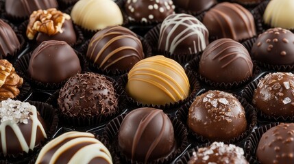 An Assortment of Gourmet Chocolate Truffles in a Box
