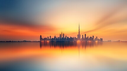 Fototapeta premium A night-time city skyline with bright lights and a clear sky filled with stars, illustrating the idea that even in the hustle and bustle of life, friends remain a constant source of comfort 