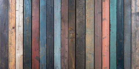 Rustic Colorful Wood Plank Wall Texture Background