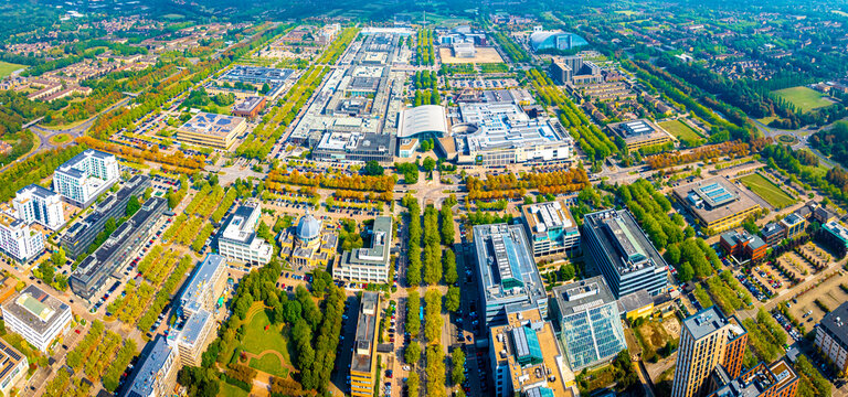 Aerial view of Milton Keynes, a city in Buckinghamshire, England