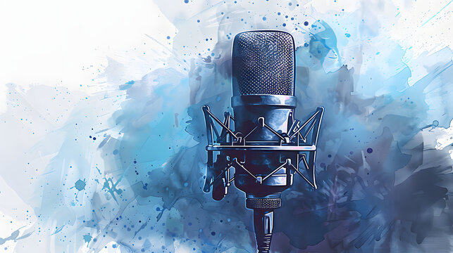 Microphone Office Equipment Watercolor