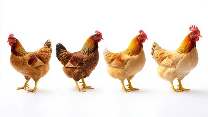 Fototapeta premium Brown Chickens in Various Poses and Positions