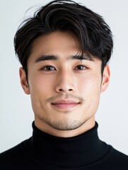 Obraz premium Handsome young asian man with dark hair