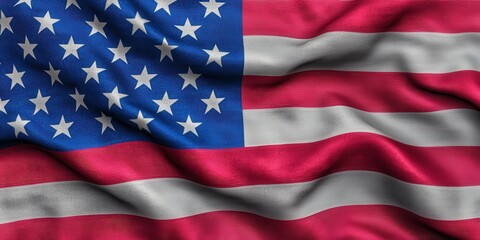 Fototapeta premium Waving American Flag with Red White and Blue Stripes Patriotic Symbol