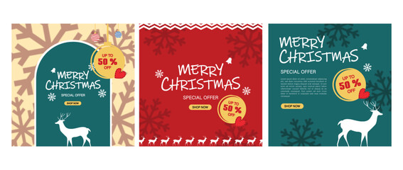Naklejka premium Christmas event instagram post collection for special offer christmas