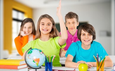 Fototapeta premium Education concept, group of children study in classroom