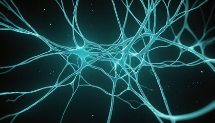 Explanation of a neural network art, based on biology, futuristic neural connections, artificial intelligence, study vector for school and university