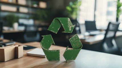 Recycling Symbol in Modern Office Environment