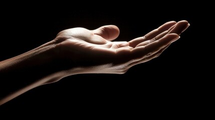 Elegant Hand Gesture in Soft Light on Dark Background