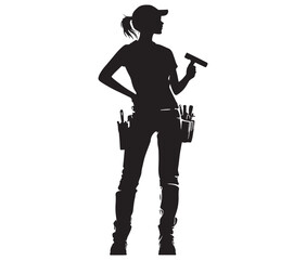Silhouette engineer women, Girl silhouette worker, Woman engineer vector