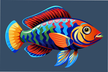  colorful fish chiclid vector illustration