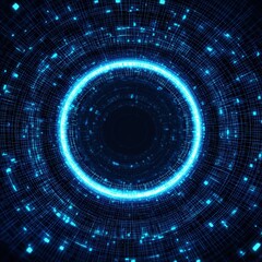 Obraz premium Abstract Blue Glowing Circle Futuristic Technology Background