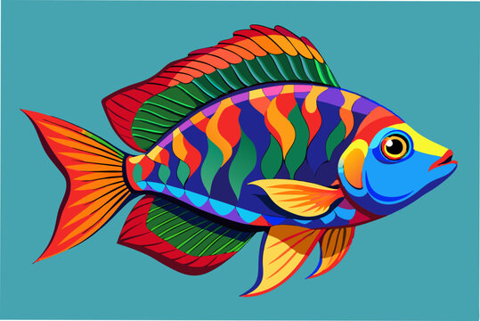 recommend clip art:  colorful fish chiclid vector illustration