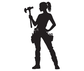 Fototapeta premium Silhouette engineer women, Girl silhouette worker, Woman engineer vector