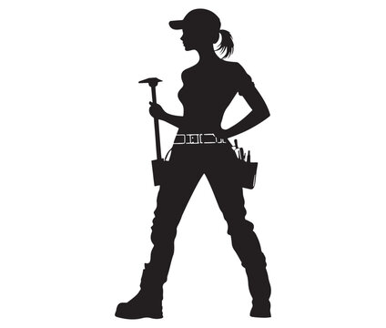 recommend clip art: Silhouette engineer women, Girl silhouette worker, Woman engineer vector