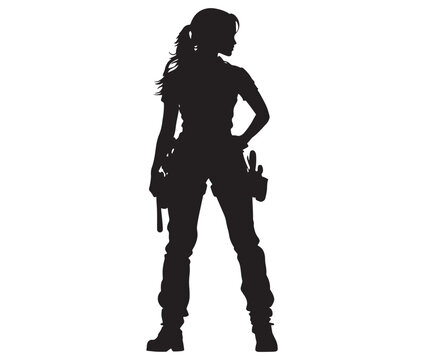 recommend clip art: Silhouette engineer women, Girl silhouette worker, Woman engineer vector