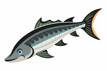  Fresh sturgeon fish vector illustration