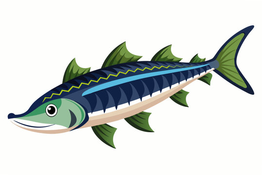 blue fish with green fins and zigzags clip art preview