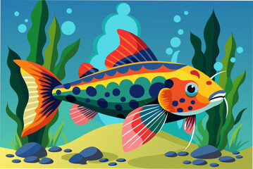  colorful tropical catfish vector illustration