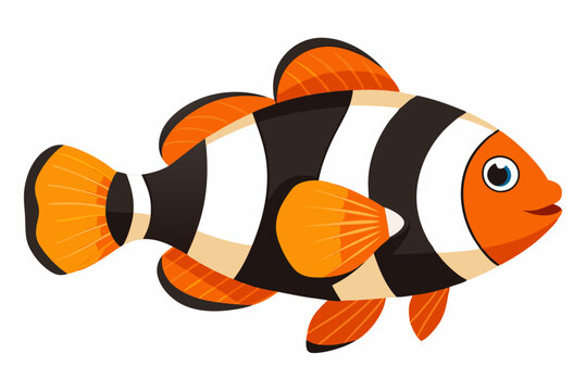 clownfish cartoon orange black white stripes clip art preview