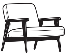 Armchair isolated on white background, Outline sofa, Armchair vector