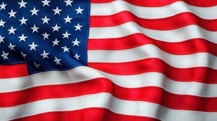Naklejka premium Waving American Flag Red White Blue Patriotic Symbol 4K USA